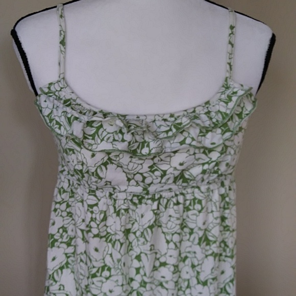 Ann Taylor Loft Floral Tiered Ruffle Empire Waist Sundress S Green White Pattern - Picture 4 of 16